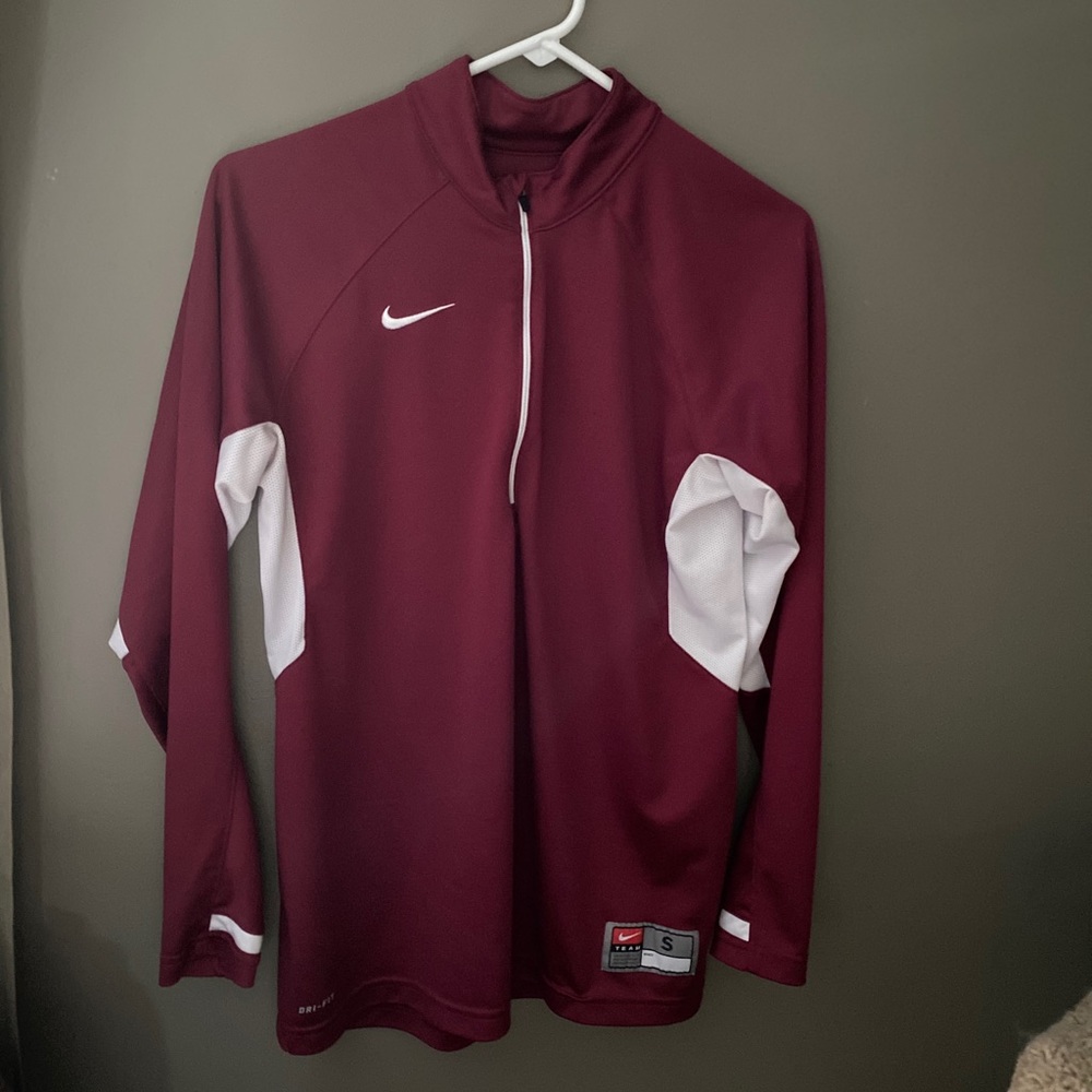 Unisex Maroon Nike Quarter Length Zip Up